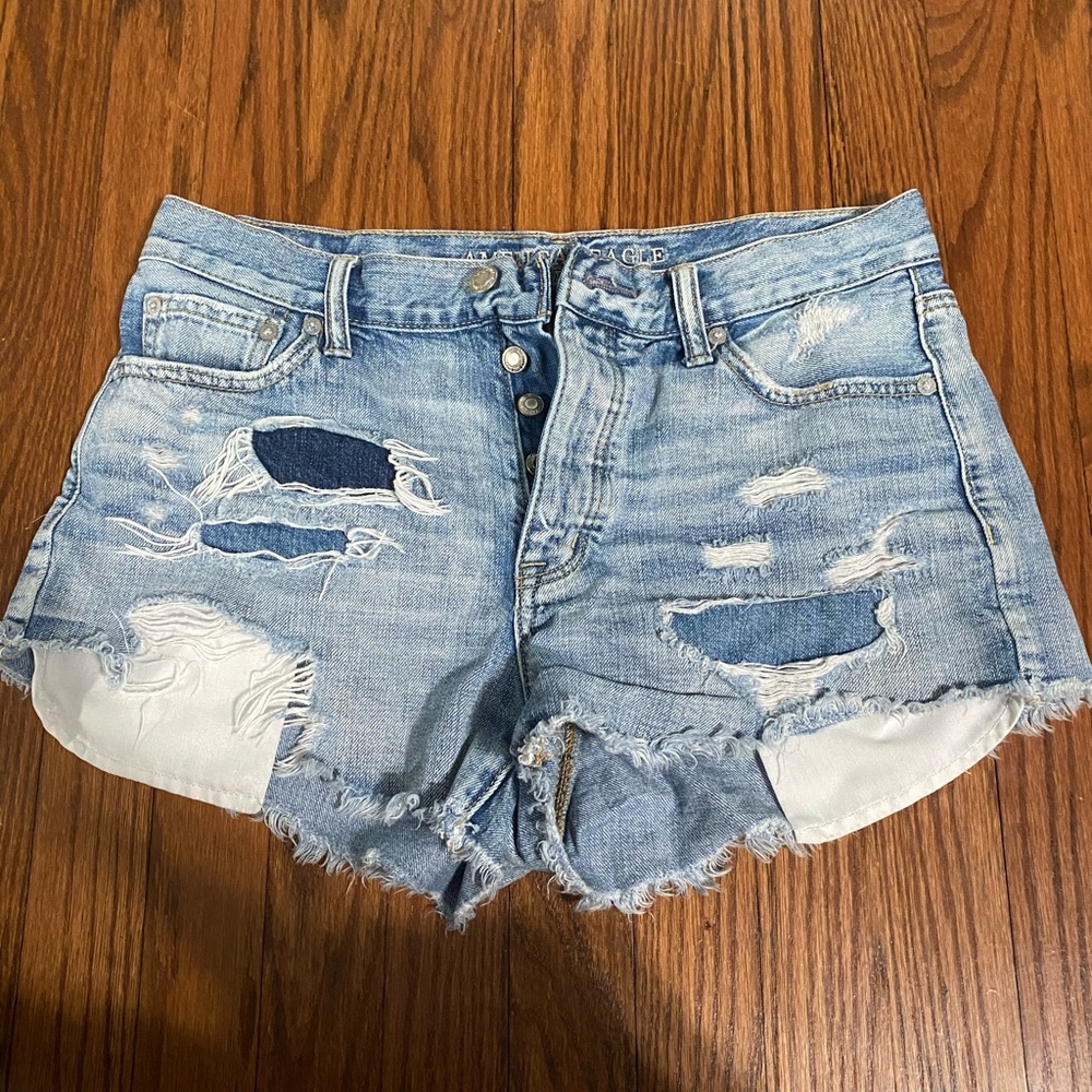 AE high rise denim shorts